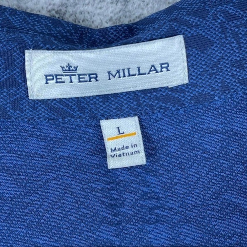 Peter Millar Golf Polo Shirt Men's L Royal Blue Tonal Floral Performance Stretch - Picture 4 of 5